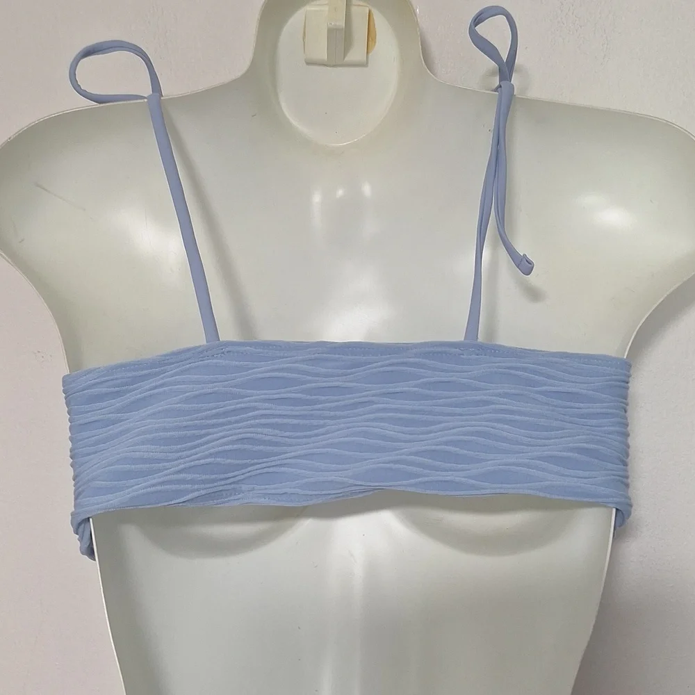 Zaful Light Blue Textured Bikini Set
